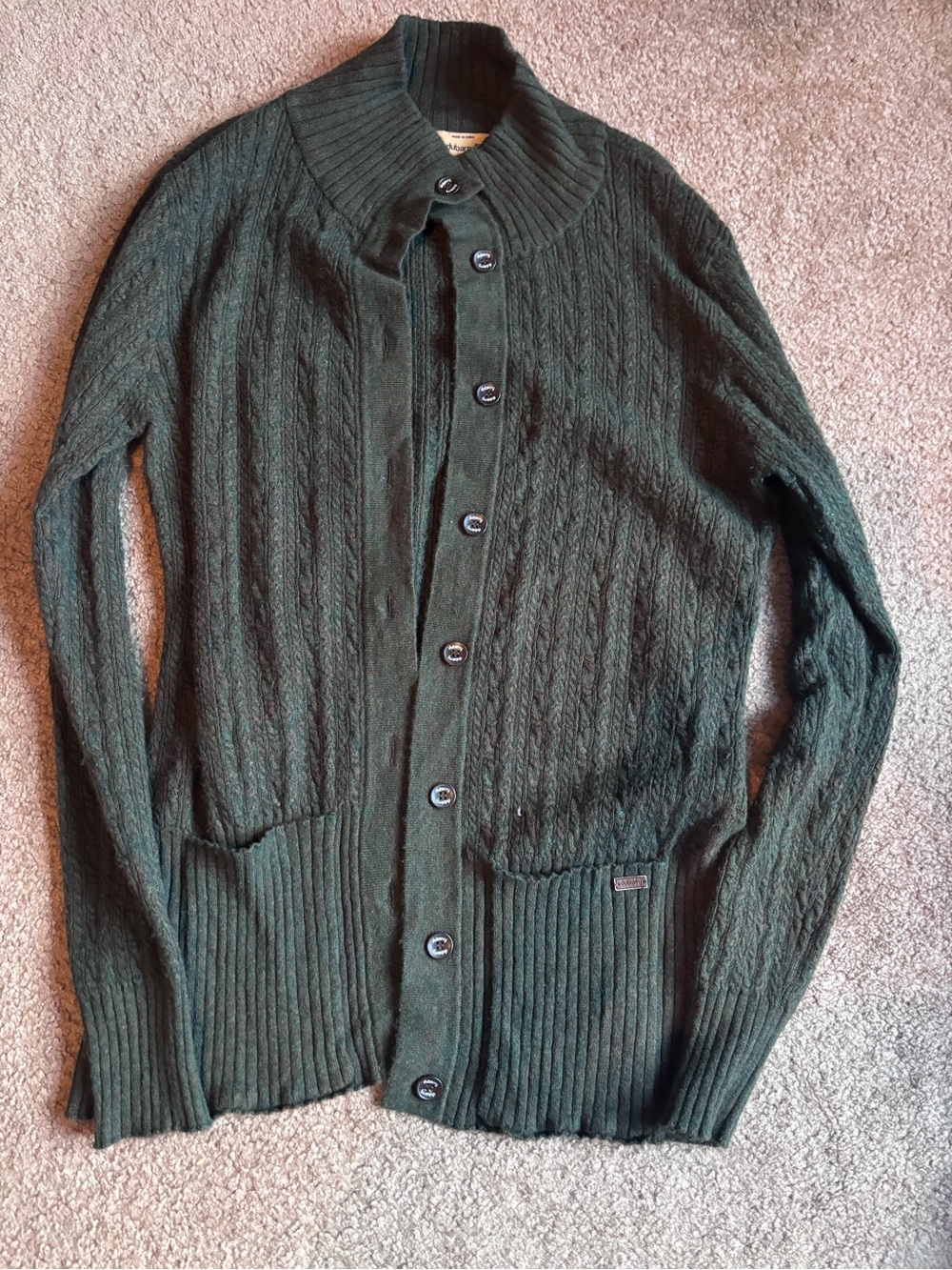 Dubarry of Ireland Dark Green Cable Knit Button-Up Cardigan